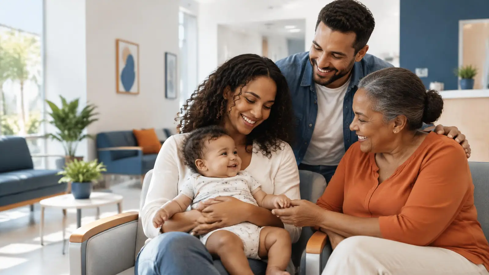 Família reunida em um ambiente acolhedor